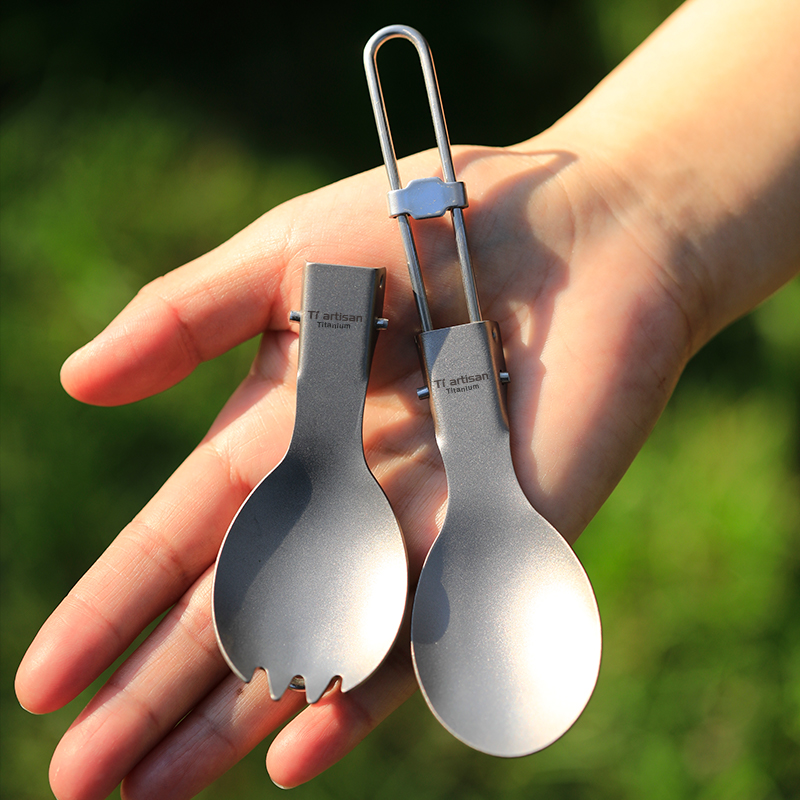 Mess Kit Titanium - Tiartisan Titanium Spoon Spork Ultralight Portable