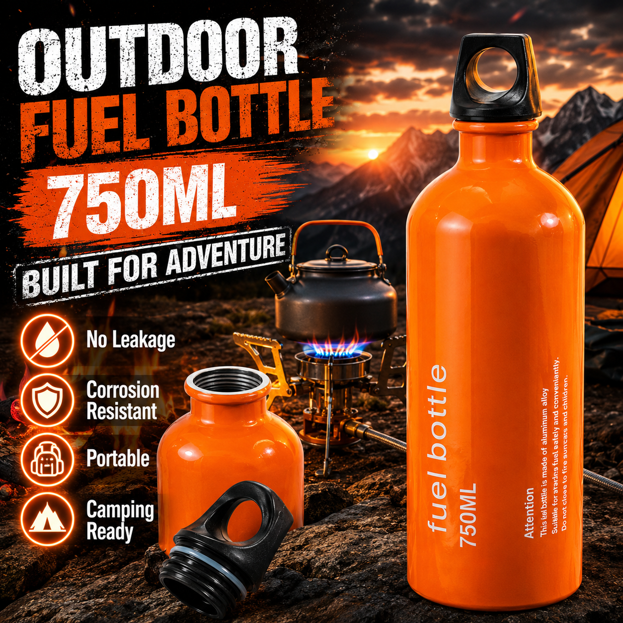Camping Cooking Gazebo - 750ml Aluminum Fuel Bottle Camping Stove