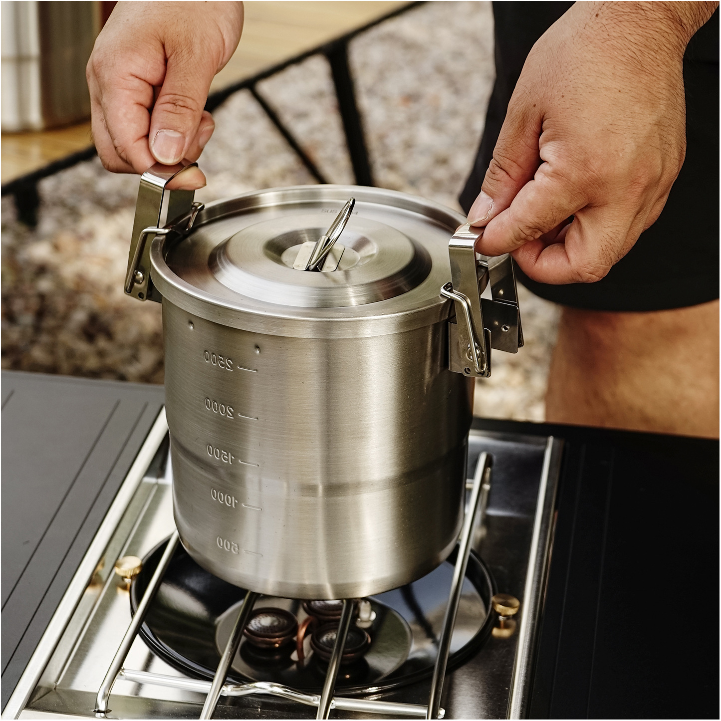Camping Cooking Pots And Pans Set - Outdoor 304 stainless steel pots and