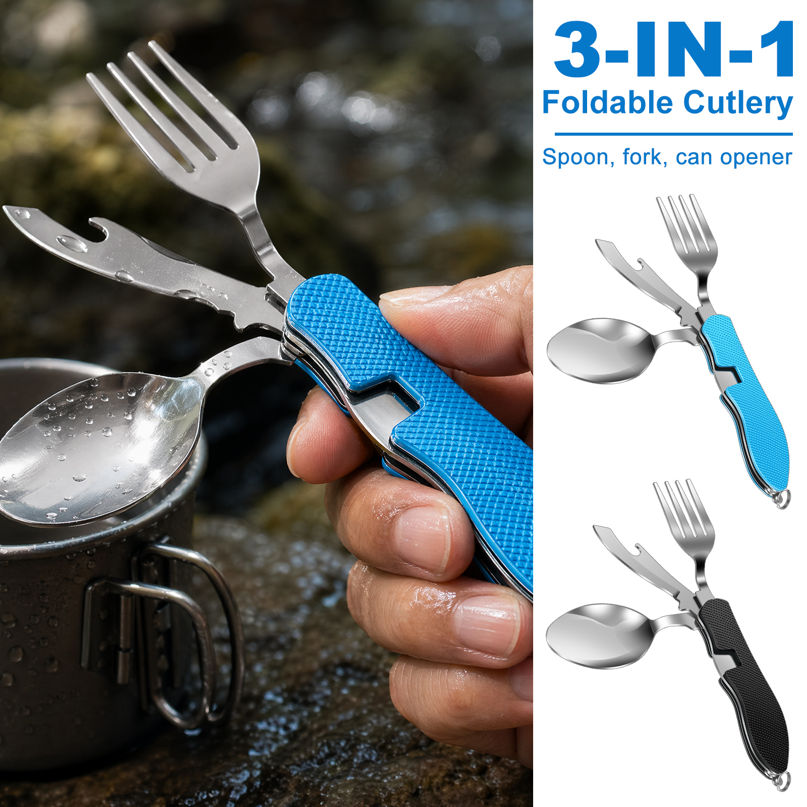 Multifunction 3 in 1 Camping U - đánh giá và giá Camping Cooking Cutlery Set