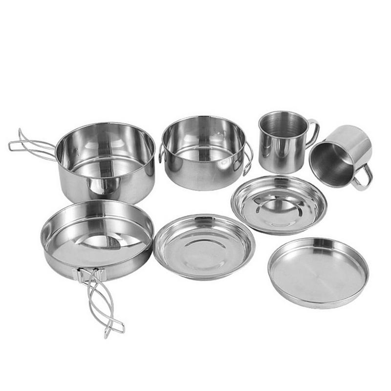 8pcs/set Stainless Steel Outdo - đánh giá và giá Camping Cooking Rice