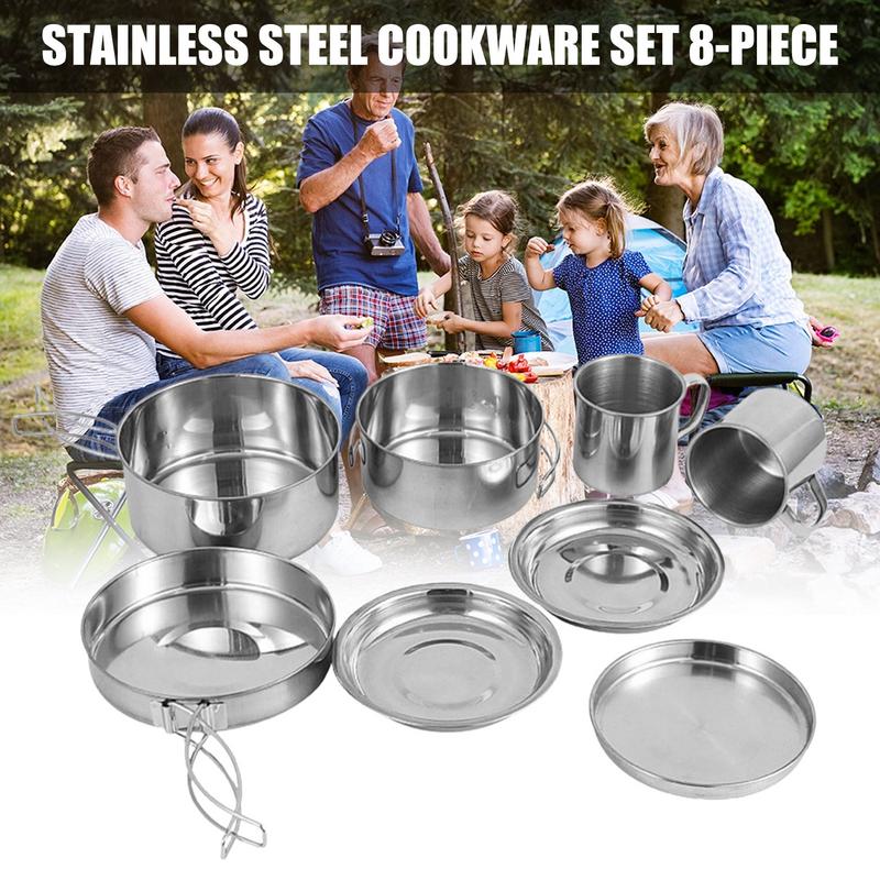8pcs/set Stainless Steel Outdo - đánh giá và giá Camping Cooking Rice