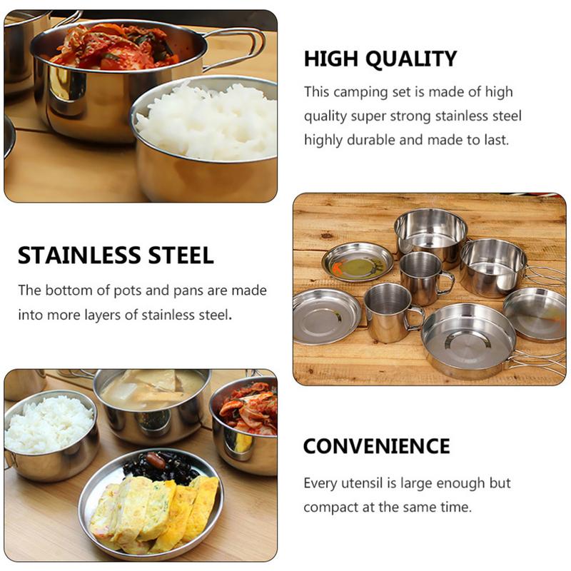 8pcs/set Stainless Steel Outdo - đánh giá và giá Camping Cooking Rice