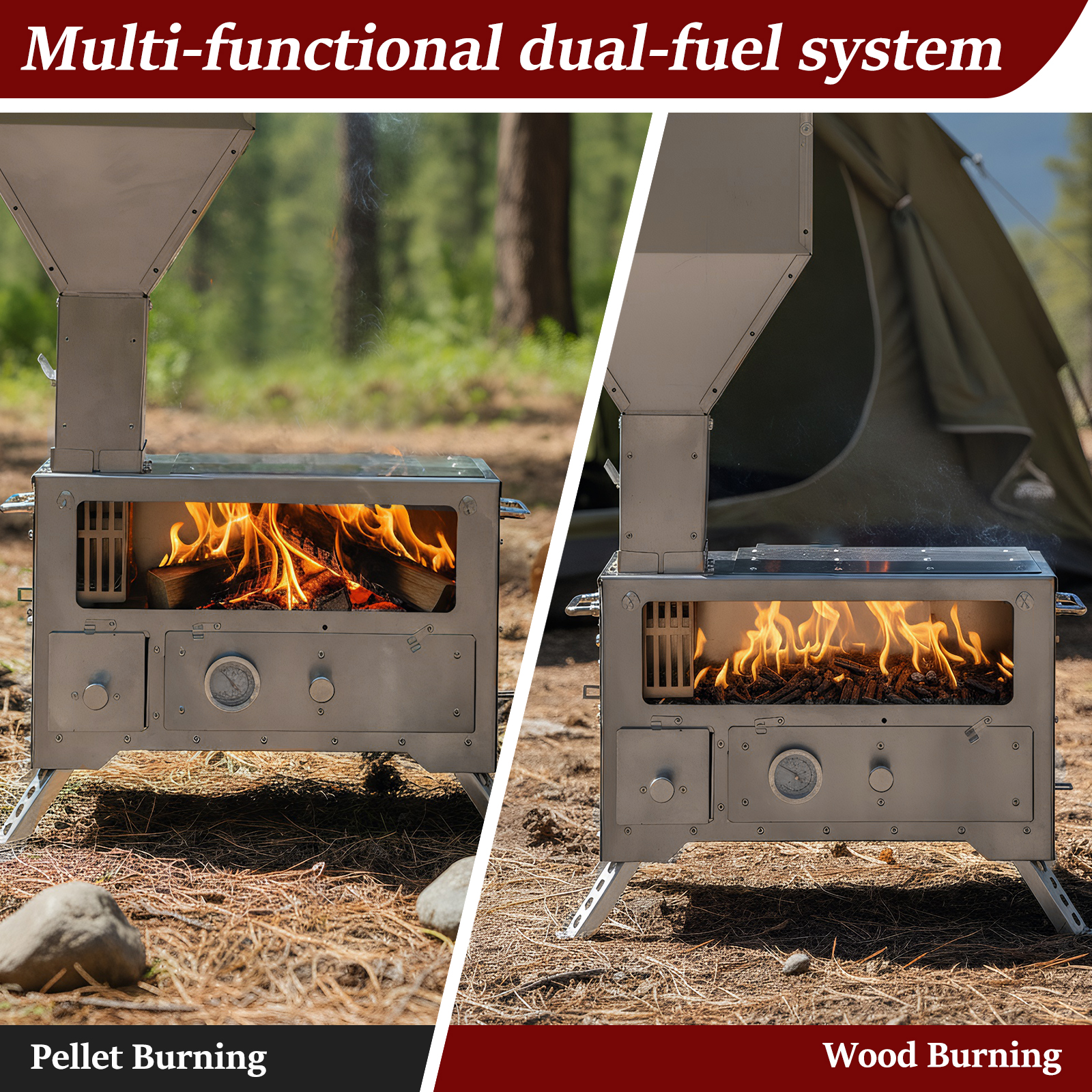 Wood Stove with Chimney Pipe P - đánh giá và giá Camping Cooking Ovens