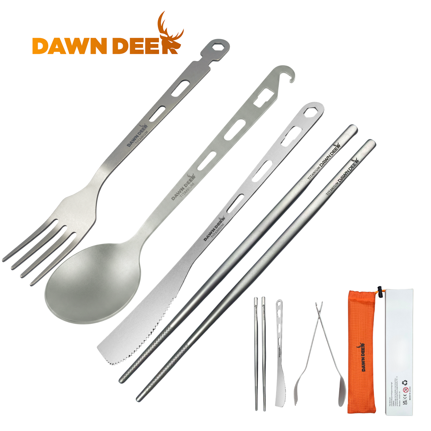DAWN DEER Titanium 4pcs Campin - đánh giá và giá Camping Cooking Cutlery Set