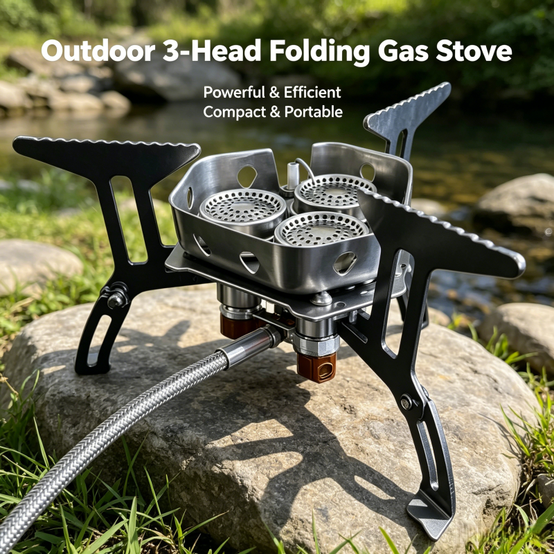 Three-head gas stove portable  - đánh giá và giá Camping Cooking Cutlery Set