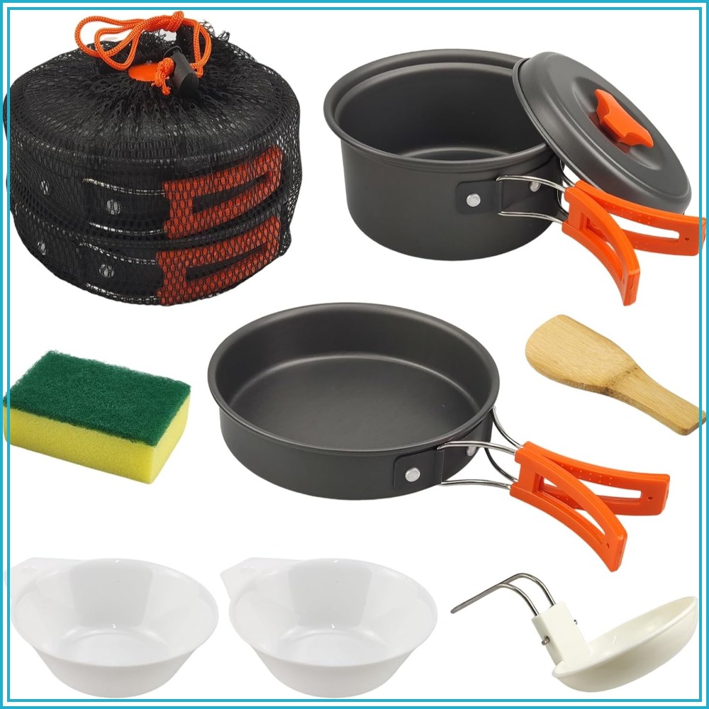 7Pcs Camping Pan Set - Backpac - đánh giá và giá Camping Cooking Pots And Pans Set