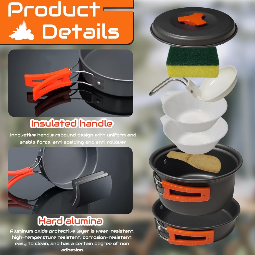 7Pcs Camping Pan Set - Backpac - đánh giá và giá Camping Cooking Pots And Pans Set