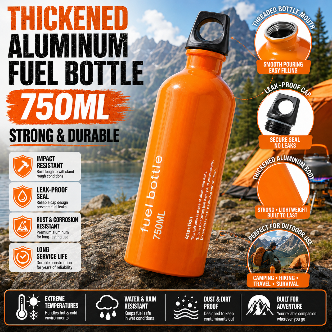 750ml Aluminum Fuel Bottle Cam - đánh giá và giá Camping Cooking Gazebo