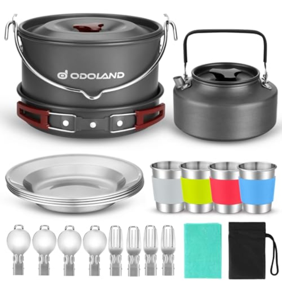 22pcs Camping Cookware Mess Ki - đánh giá và giá Camping Cooking Pot Large