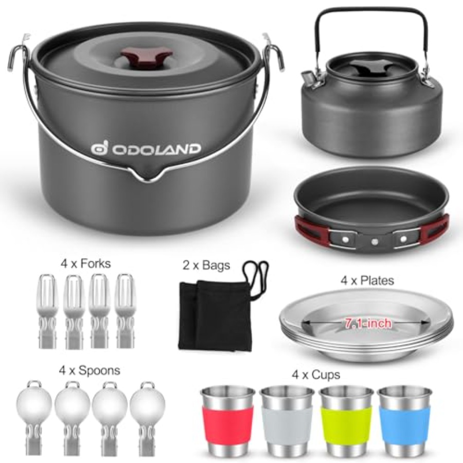 22pcs Camping Cookware Mess Ki - đánh giá và giá Camping Cooking Pot Large