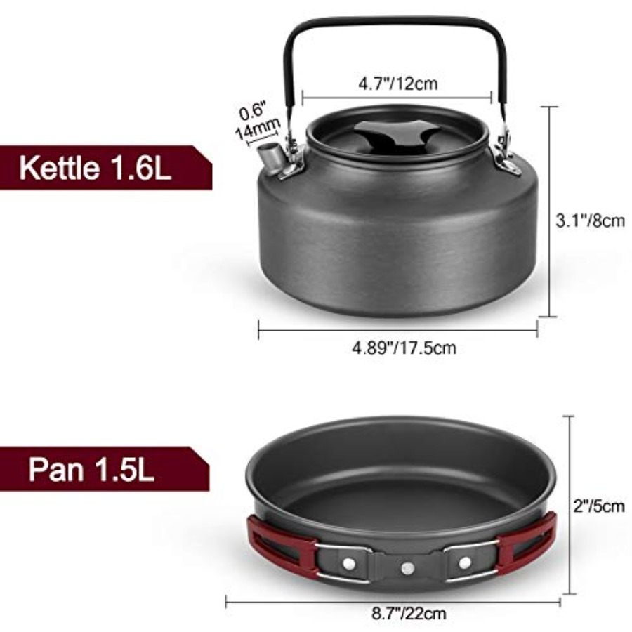 22pcs Camping Cookware Mess Ki - đánh giá và giá Camping Cooking Pot Large