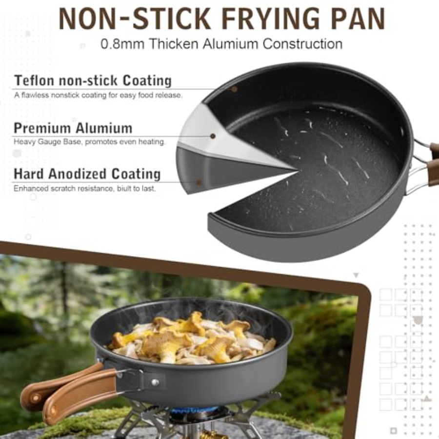 Camping cookware mess kit for  - đánh giá và giá Camping Cooking Pots And Pans Set