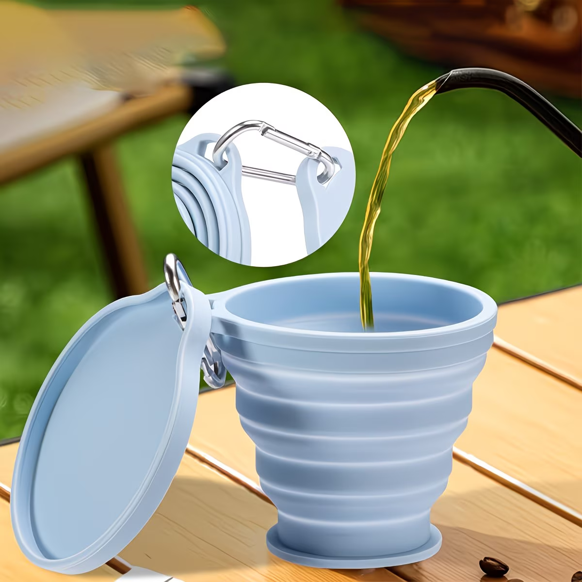 1Pc Foldable Silicone Cup With - đánh giá và giá Camping Cooking Mug