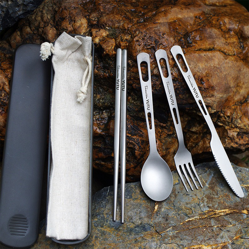 Titanium Tableware Set Camping - đánh giá và giá Camping Cooking Cutlery Set