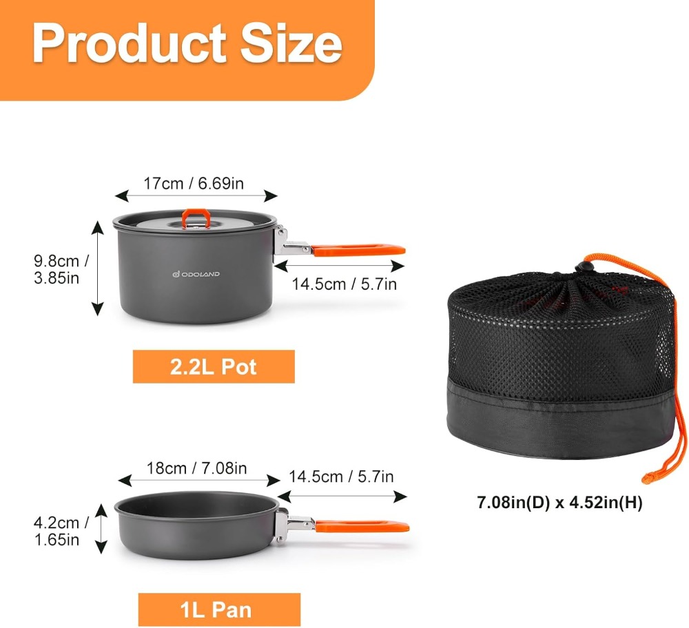 Non-Stick Camping Cookware Mes - đánh giá và giá Camping Cooking Pots And Pans Set