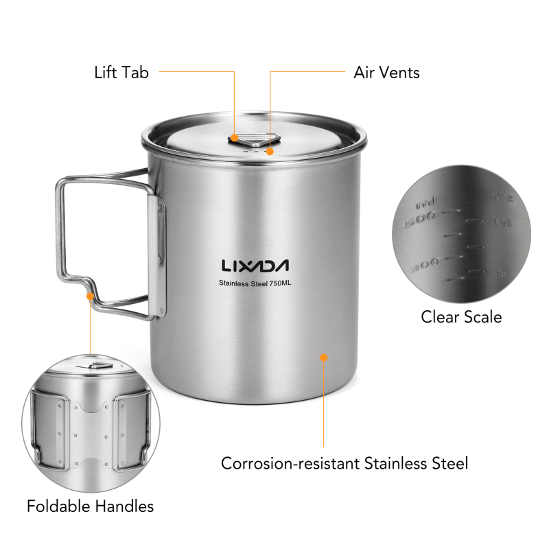 Lixada 750ml Cup Outdoor Stain - đánh giá và giá Camping Cooking Mug