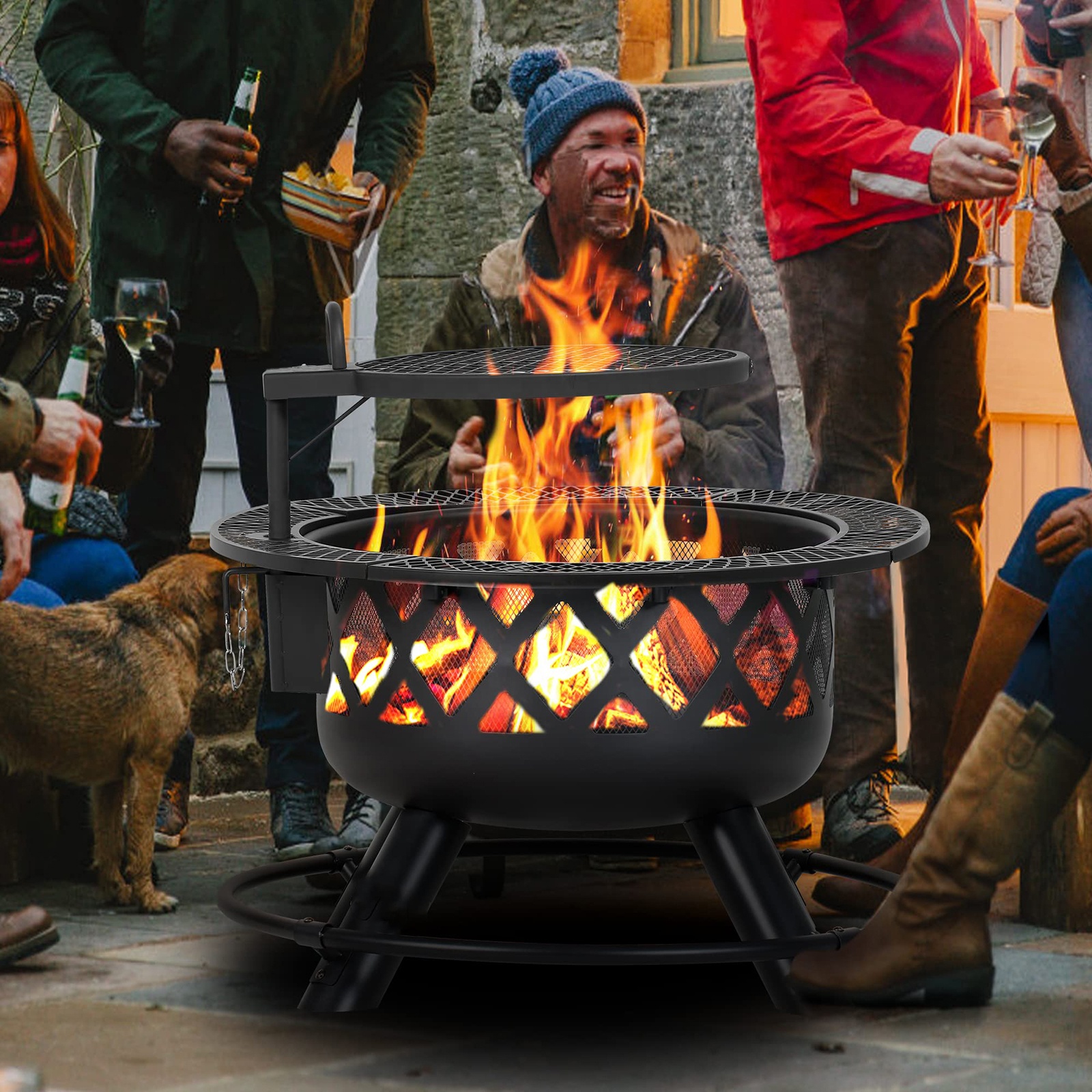 Large Outdoor Wood Burning Fir - đánh giá và giá Camping Cooking Fire Pit