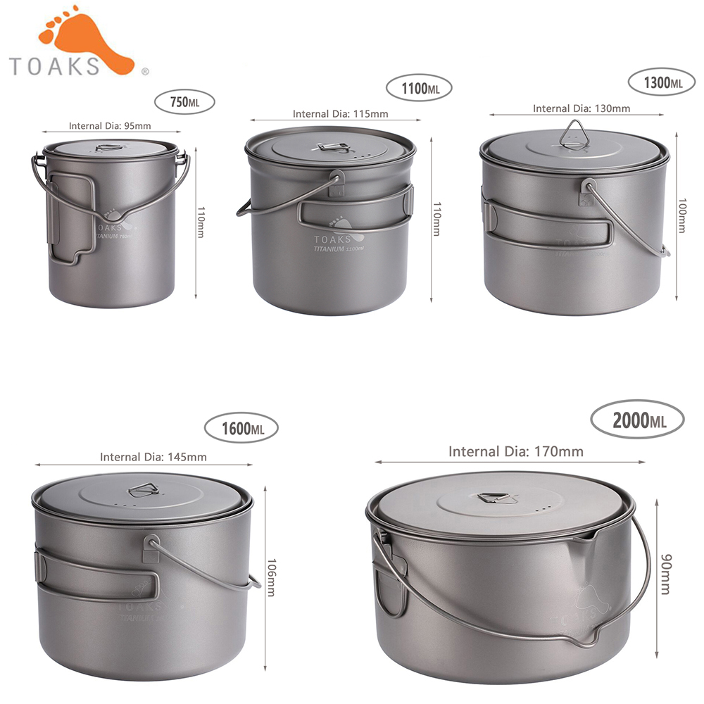 TOAKS TITANIUM POT WITH BAIL H - đánh giá và giá Mess Kit Titanium