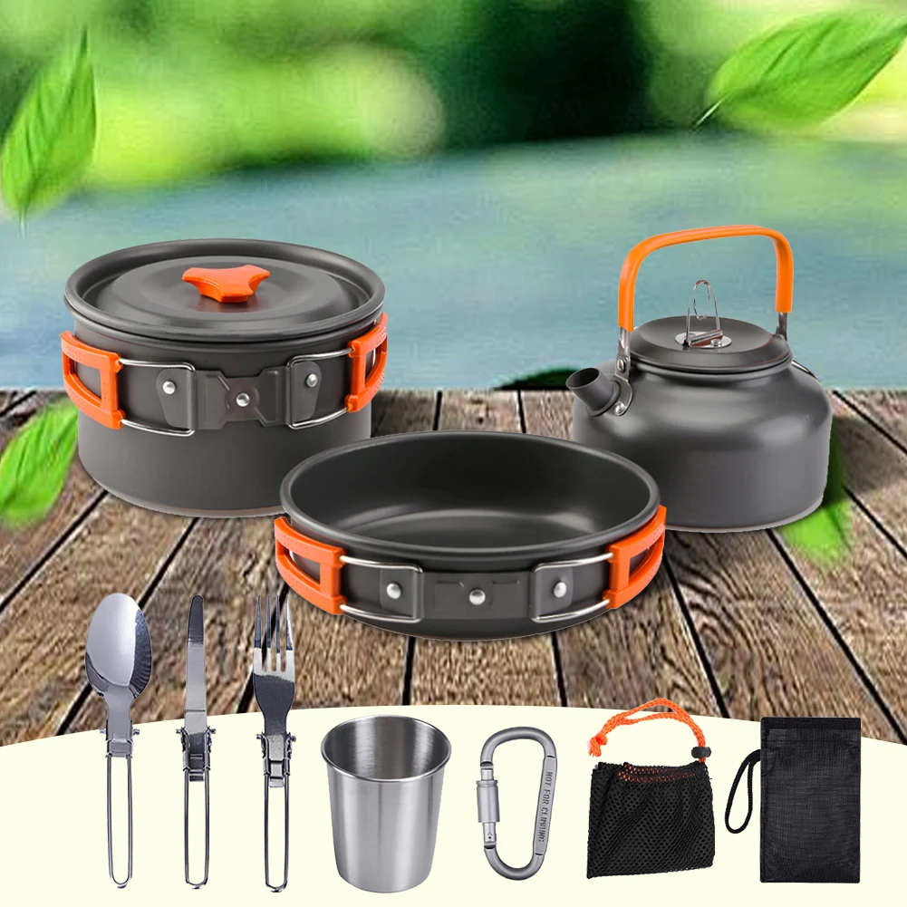 Camping Cookware Kit Kettle Po - đánh giá và giá Camping Cooking Pots And Pans Set