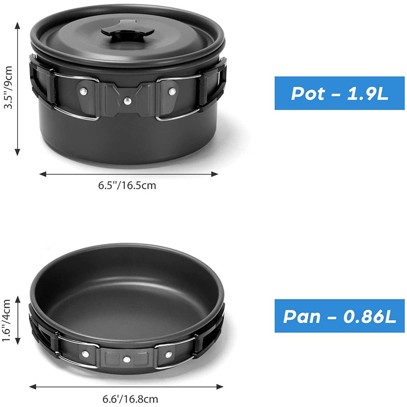 1 Set Outdoor Pot Pan Camping  - đánh giá và giá Camping Cooking Pots And Pans Set