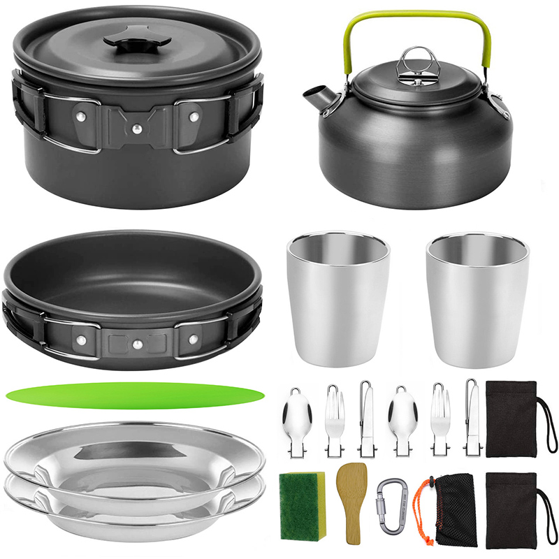 1 Set Outdoor Pot Pan Camping  - đánh giá và giá Camping Cooking Pots And Pans Set