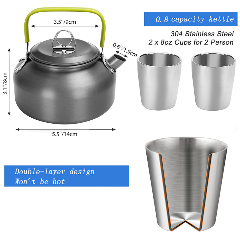 1 Set Outdoor Pot Pan Camping  - đánh giá và giá Camping Cooking Pots And Pans Set