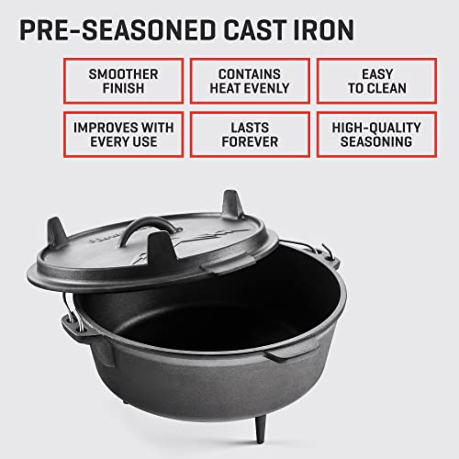 6Qt Cast Iron Camping Dutch Ov - đánh giá và giá Camping Cooking Ovens