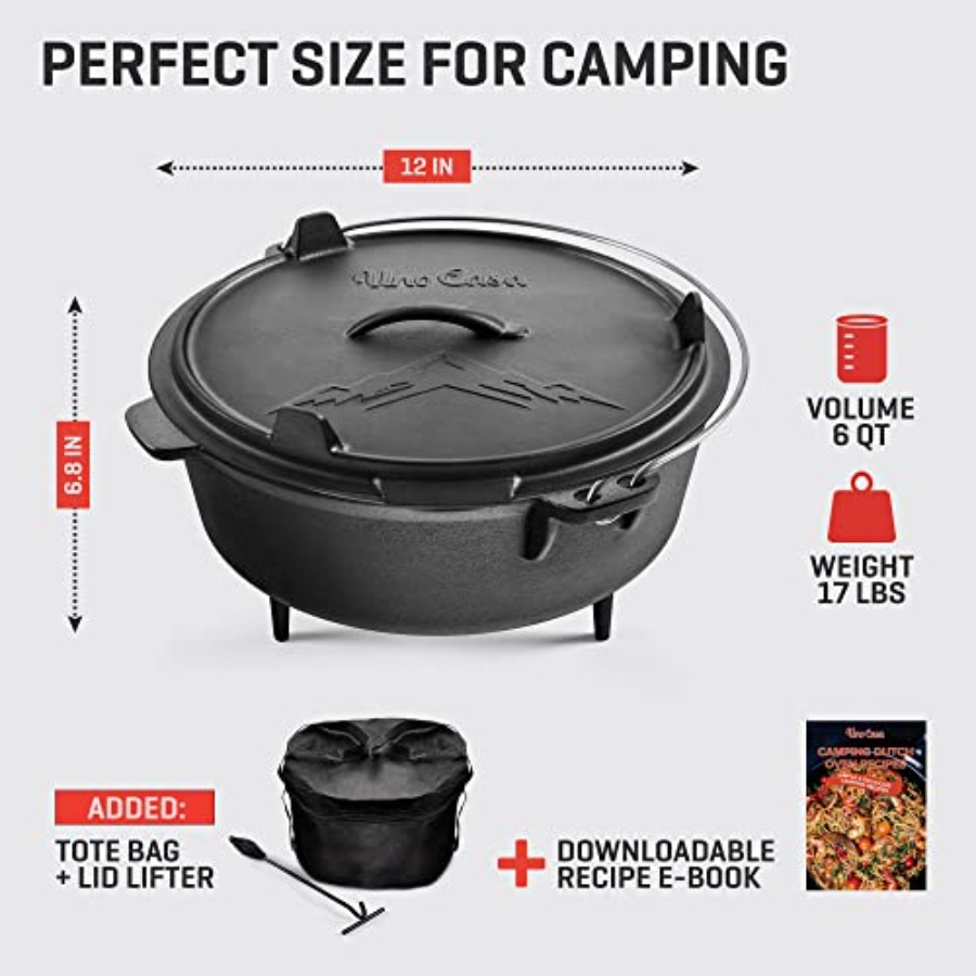 6Qt Cast Iron Camping Dutch Ov - đánh giá và giá Camping Cooking Ovens