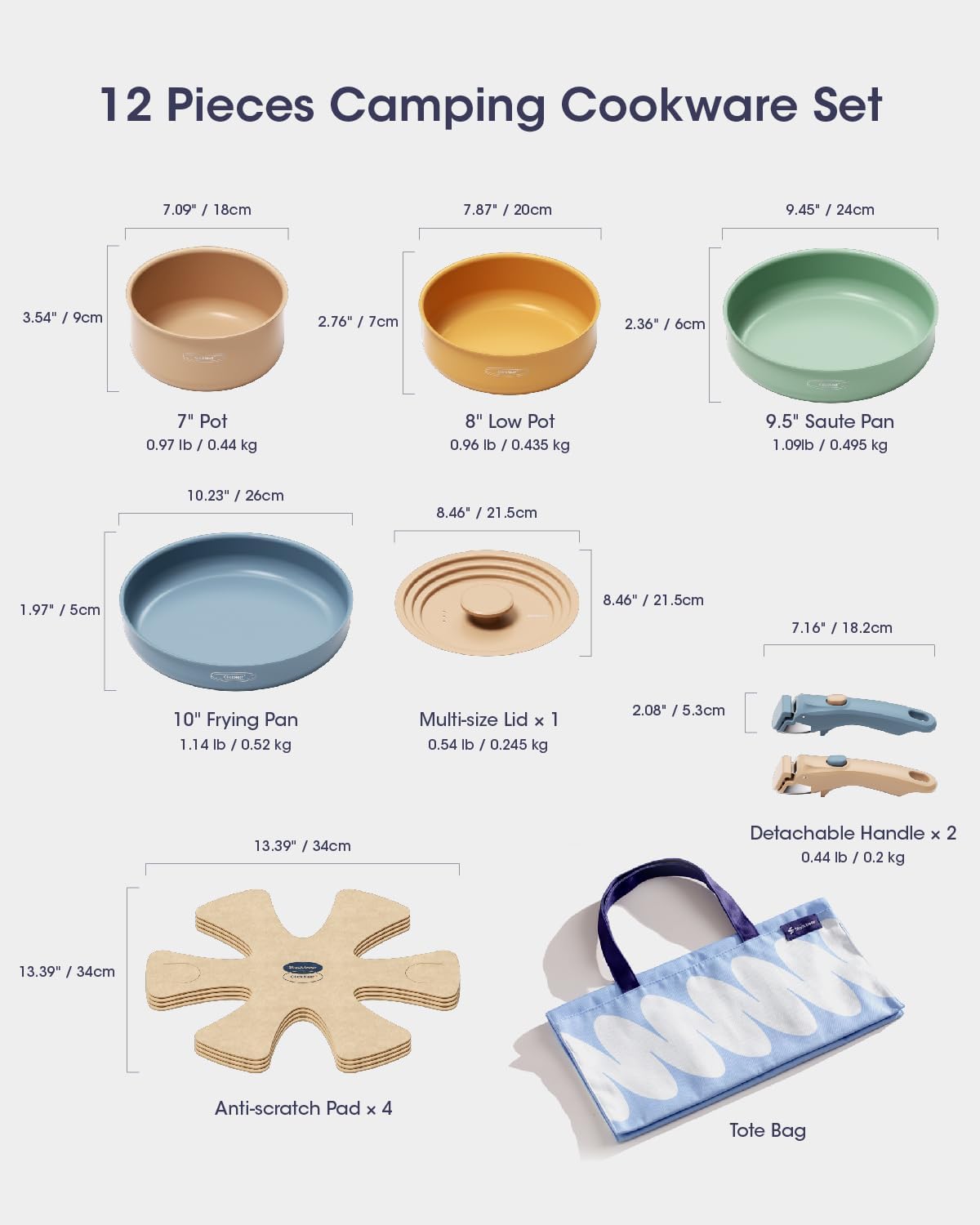 Ceramic Cookware Set, Detachab - đánh giá và giá Camping Cooking Pots And Pans Set
